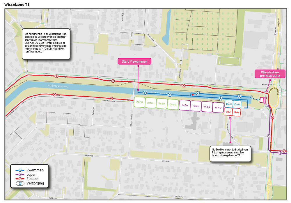 Teamcompetities Triathlon Klazienaveen wisselzone T1